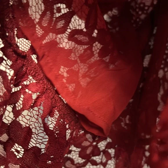 Torrid Plus Size Women’s Dark Red Lace Sweetheart Babydoll Top Size 3X 22/24 - Picture 4 of 8